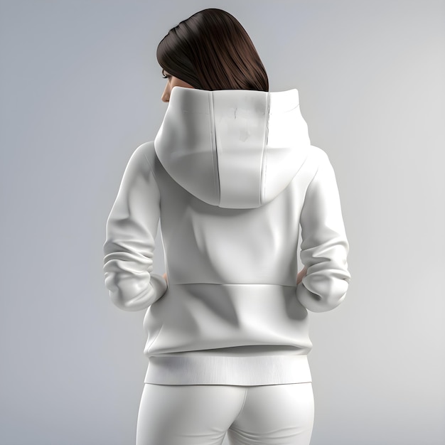 PSD woman in white sportswear rear view 3d rendering
