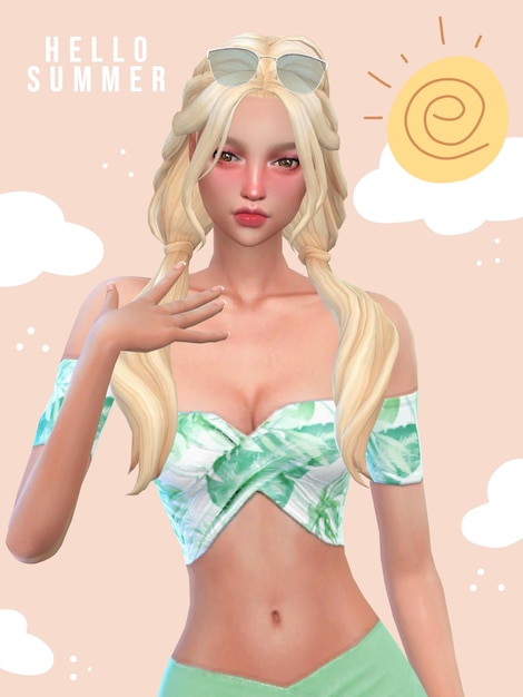 a woman with blonde hair and a red lips is wearing a green and white top that says power