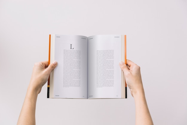 Woman with book mockup