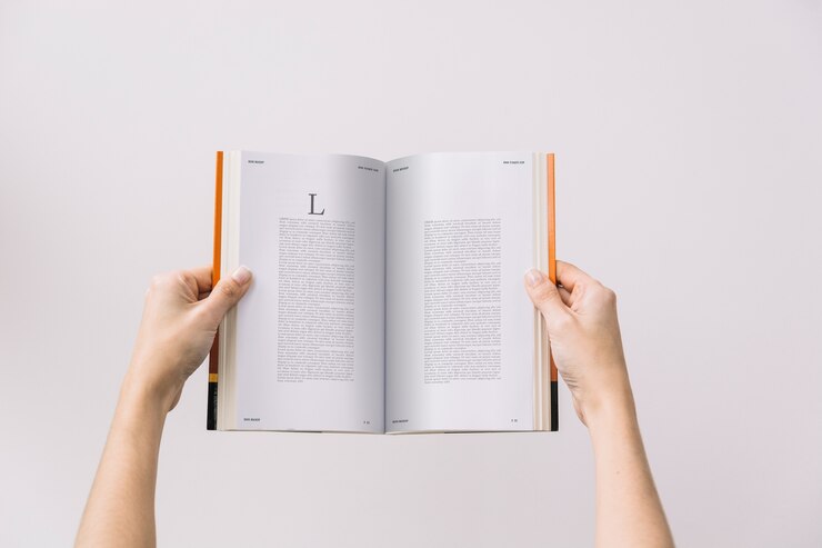 PSD woman with book mockup