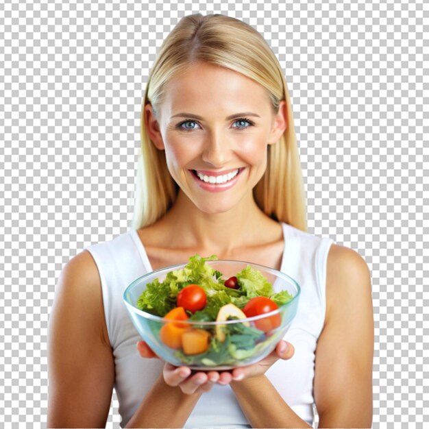 PSD woman with bowl of salad healthy lifestyle