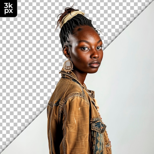 PSD a woman with a braided hair and a yellow shirt