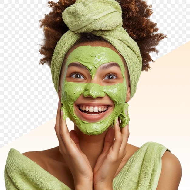 a woman with a green mask on her face and the word quot im a quot on it quot