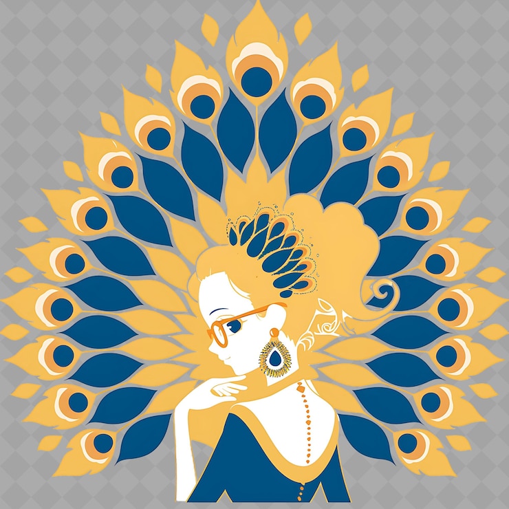 PSD a woman with a hat and a peacock on her head