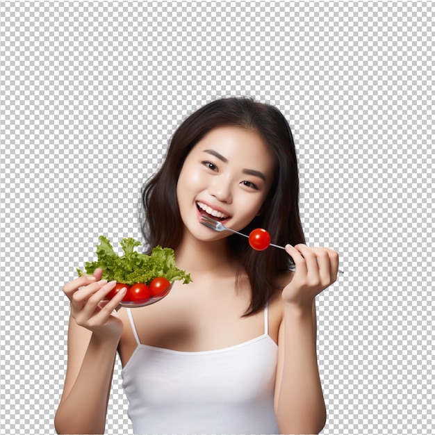 PSD woman with healthy food nutrion and green life