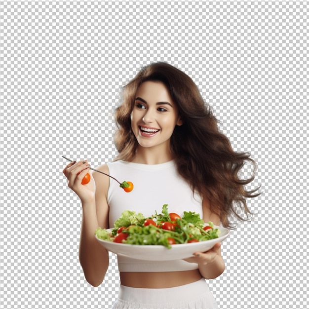 PSD woman with healthy food nutrion and green life