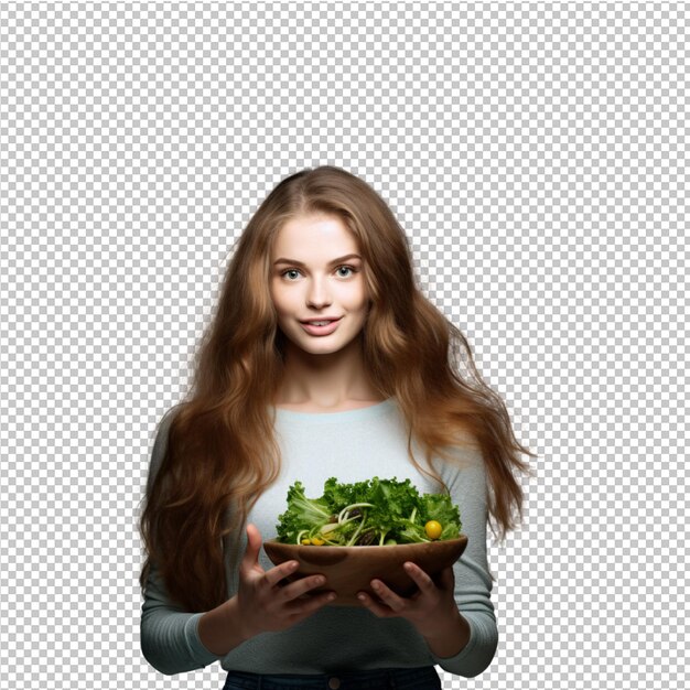 PSD woman with healthy food nutrion and green life