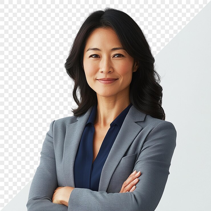 PSD 색 배경 앞에 팔을 은 여자