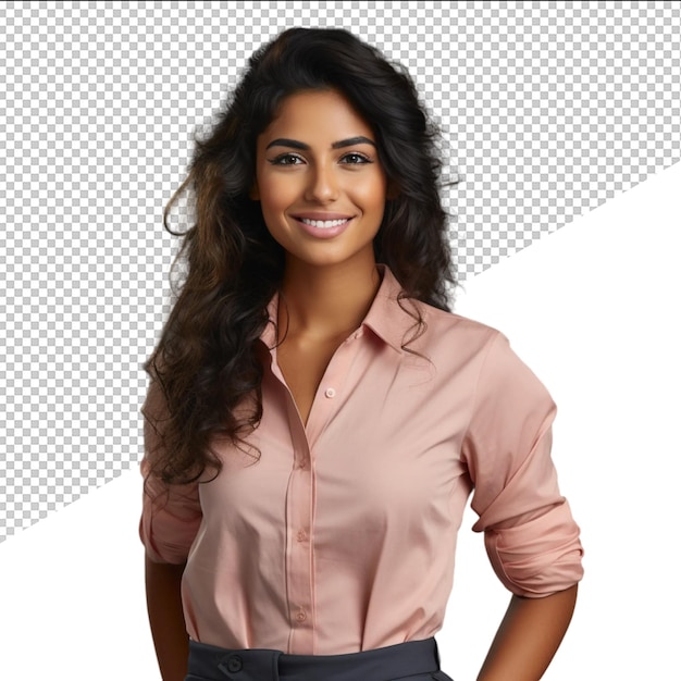 A woman with long hair posing for a photo