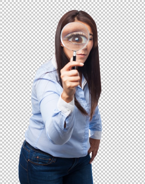 PSD woman with magnifying glass