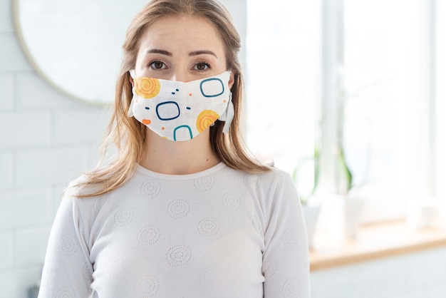 Woman with medical mask concept mock-up