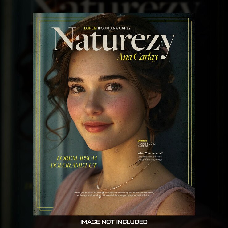 PSD a woman with natural beauty on her face is on a magazine
