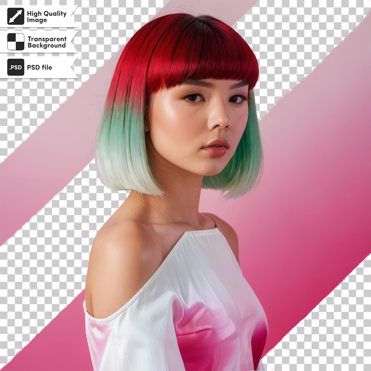 PSD ピンクと緑の型の女性