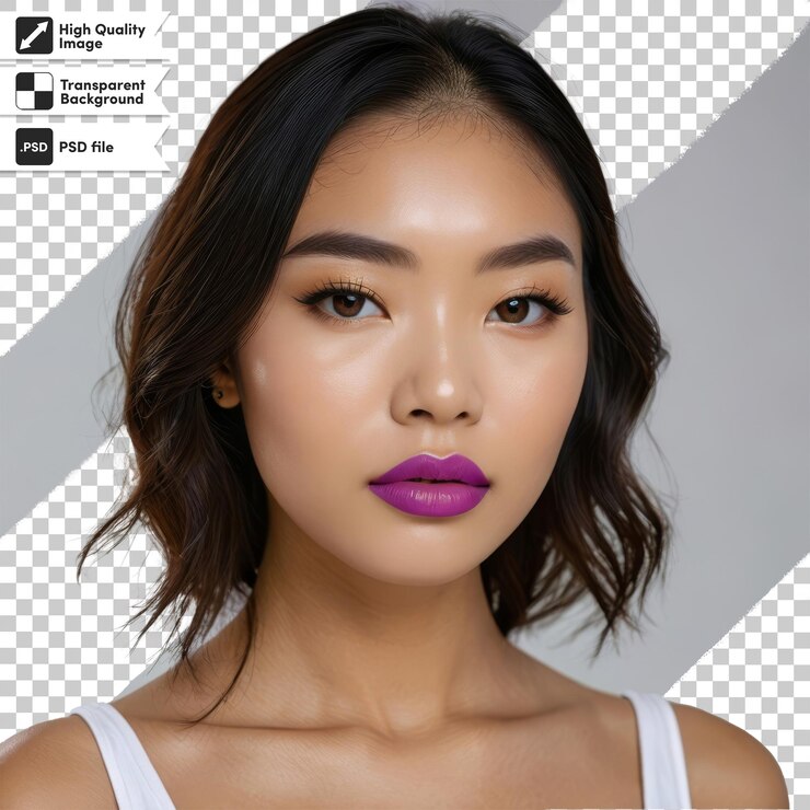 PSD a woman with a purple lip gloss is shown