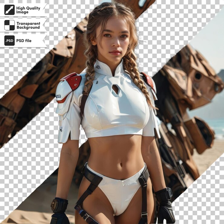PSD 뒷면에 로이 달린 여자, 그리고 뒷부분에 단어가 새겨진 단어.