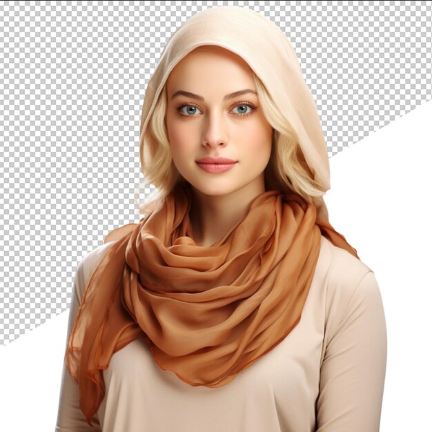 PSD a woman with a scarf that says quot natural quot on it