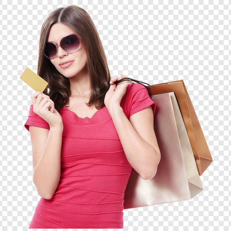 PSD woman with shopping bags and credit card