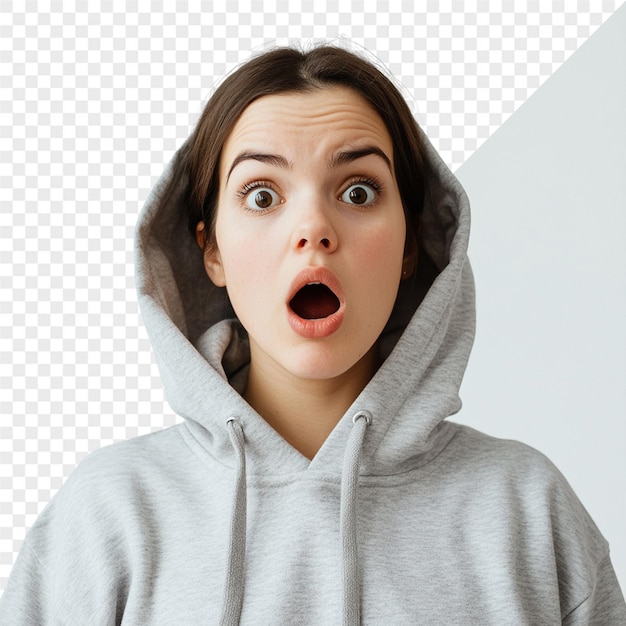 a woman with a surprised expression on her face