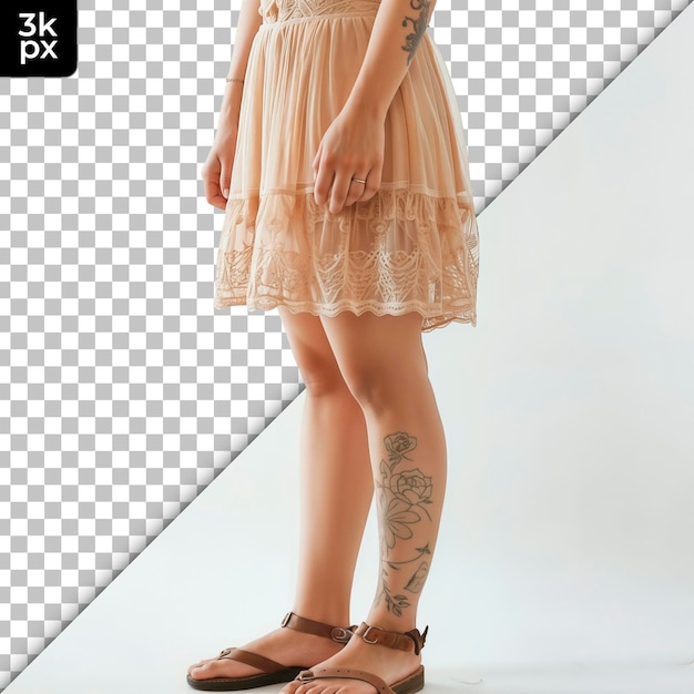 PSD a woman with a tattoo on her leg and leg