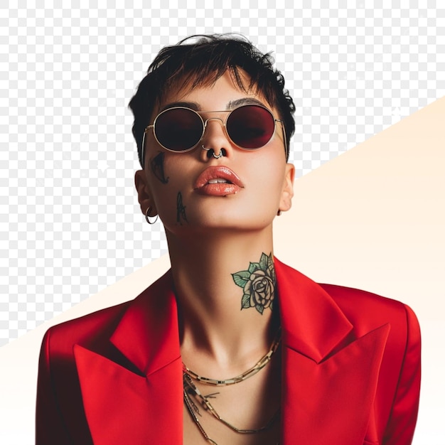 一个脖子上有纹身的女人