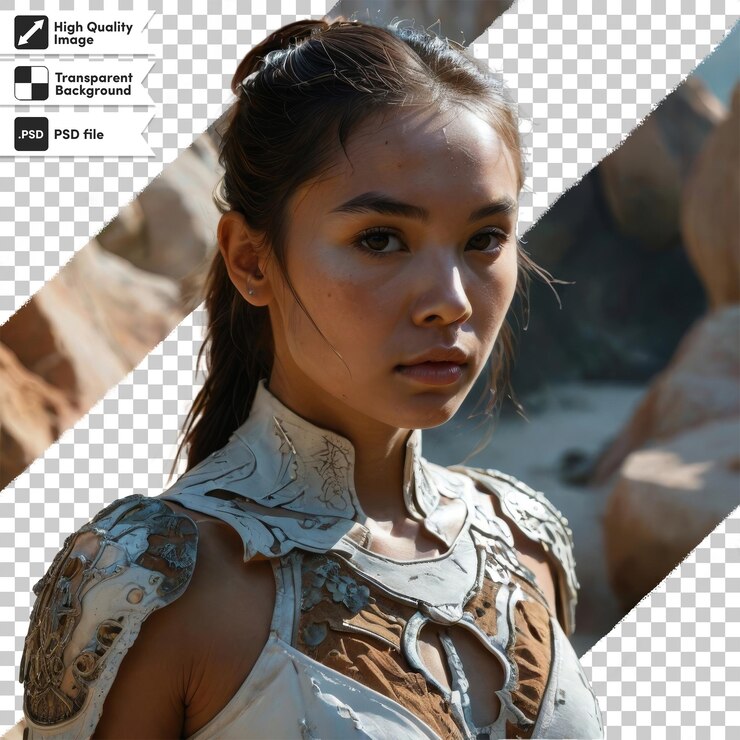 PSD a woman with a white shirt on the front of it
