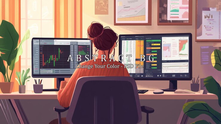 PSD woman working at a computer