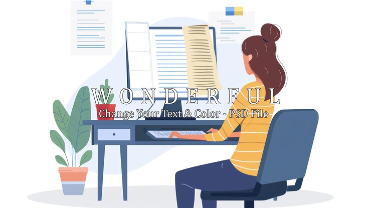 PSD woman working on computer