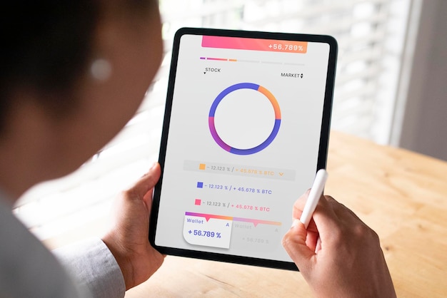 woman working on a digital tablet mockup in the new normal