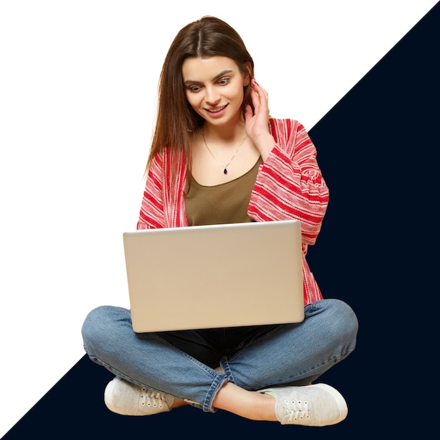 Woman working on laptop