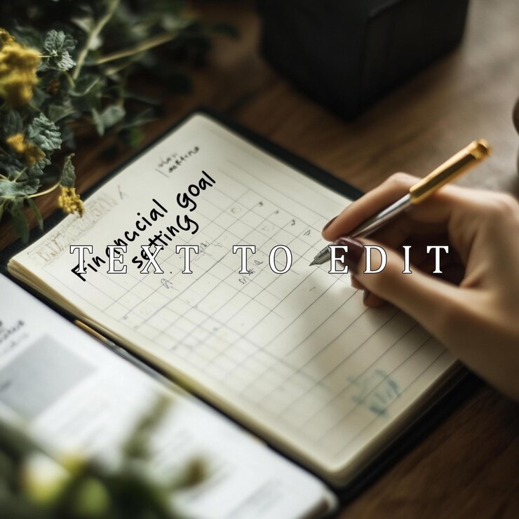 PSD woman writing financial goals in notebook