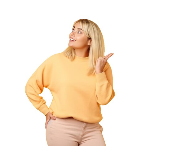 PSD woman in yellow outfit isolated