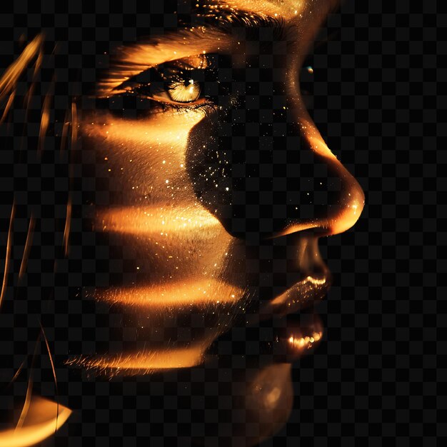 PSD a womans face with the light on it