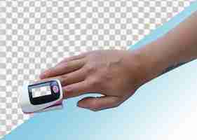 PSD womans hand measuring with oximeter sanitation and health