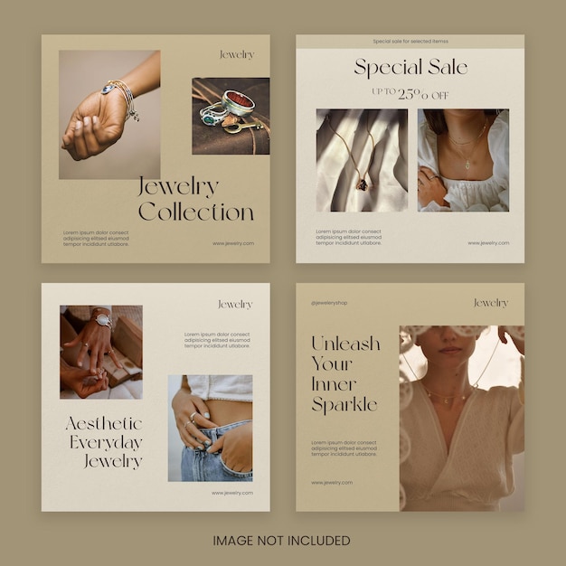 womans jewelry sale social media post collection