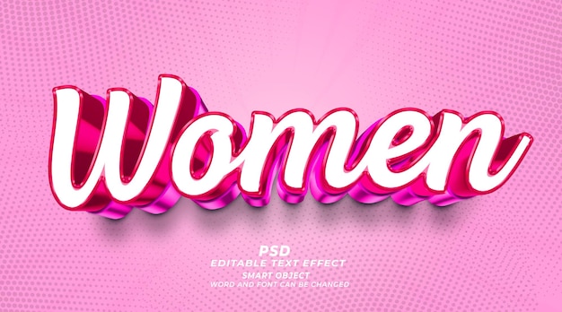 PSD women 3d editable photoshop text effect style with background