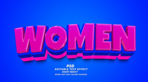 Women 3d editable text effect photoshop template