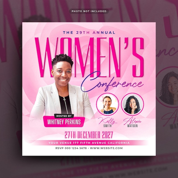 PSD women conference flyer social media post en instagram web banner