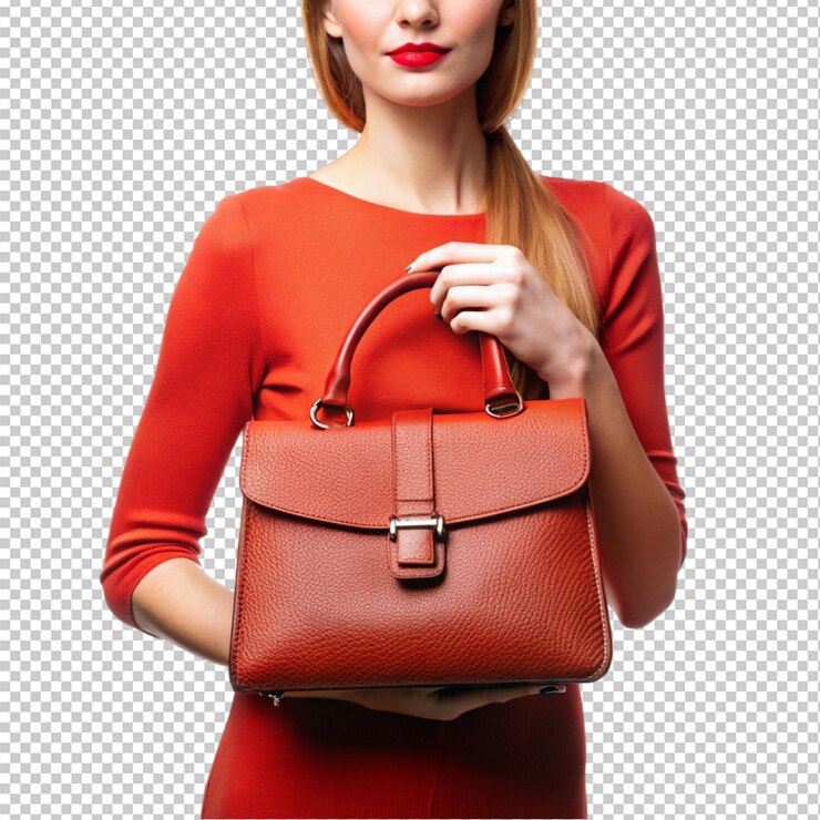 PSD 透明背景上的可愛女性手袋