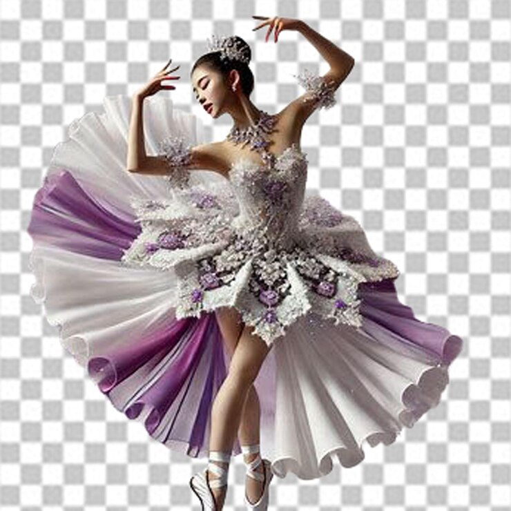 白い背景の女性ダンスドレスのデザイン
