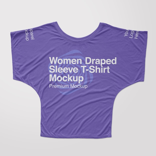 Women draped sleeve tshirt mockup