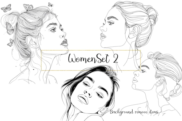 PSD women drawing clipart