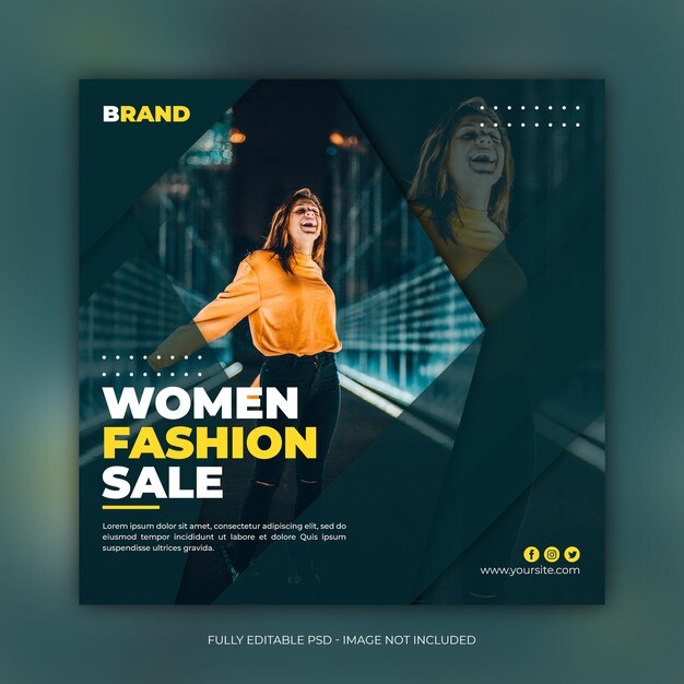 Women fashion sale square banner template