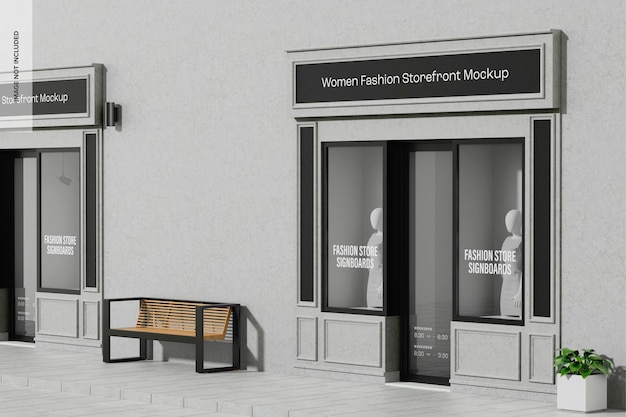 PSD women fashion storefront mockup, right view