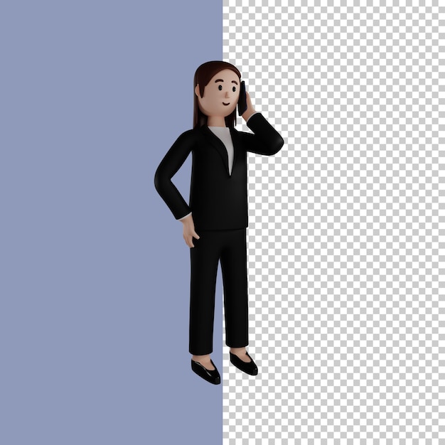 Women in formal clothes on the phone 3d render 3d character