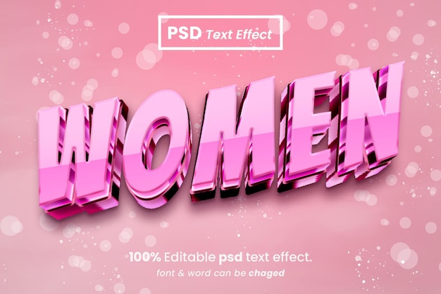 PSD Женщины девушка 3d редактируемый текстовый эффект