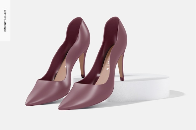 PSD women high heels mockup, leaned