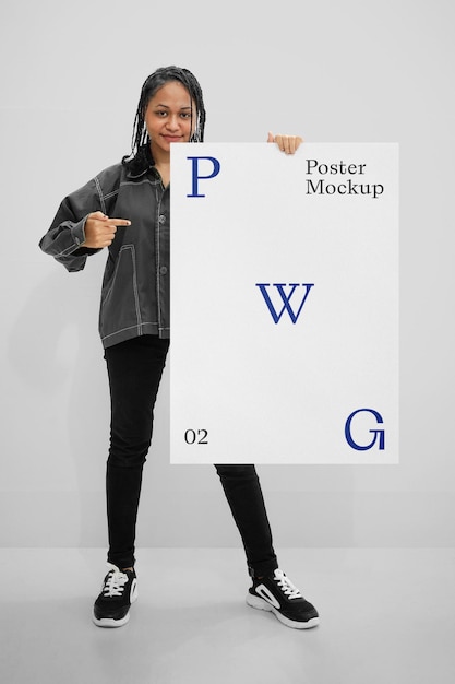 Women holding poster mockup