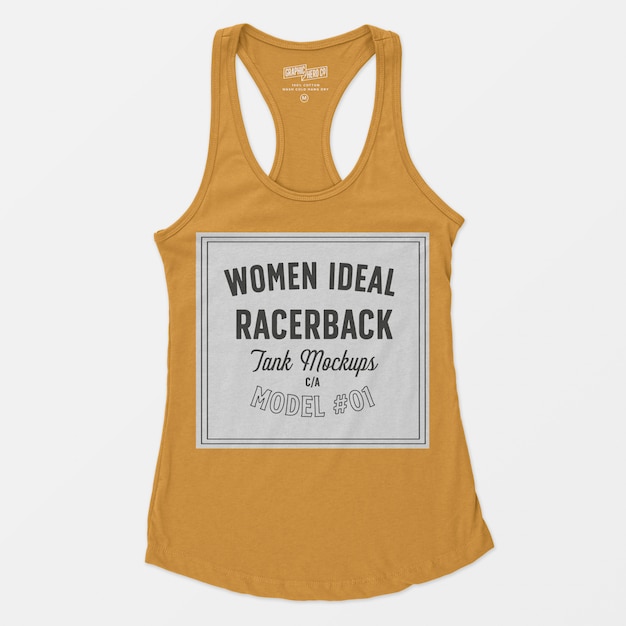 女性の理想的なレーサーバックタンクモックアップ