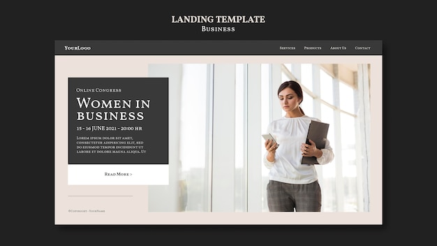 PSD ビジネスのランディングページの女性
