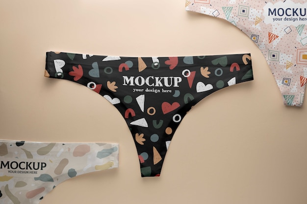 PSD women lingerie mockup flat lay